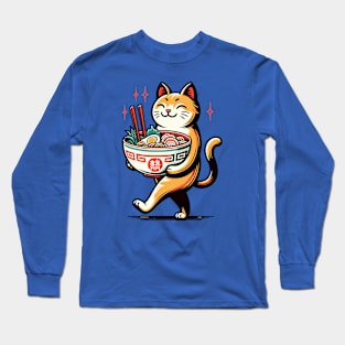 Cat carrying ramen noodles Long Sleeve T-Shirt